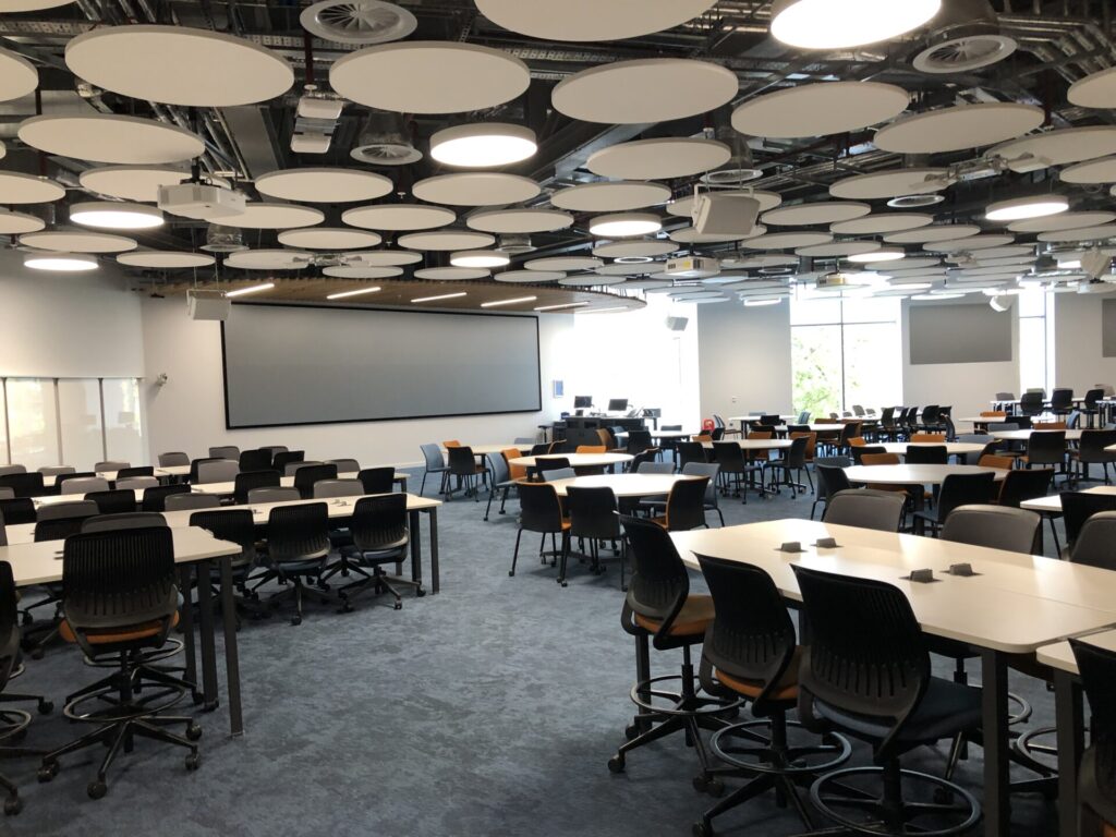 Beispiel Hörsaal mit Tischgruppen